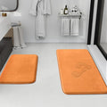 HUXMEYSON Bathroom Rugs Sets 2 Piece, Non-Slip & Quick Dry Bath Mat Set, Ultra Soft Velvet Bath Rugs for Bathroom, Toilet and Shower Floor, Orange