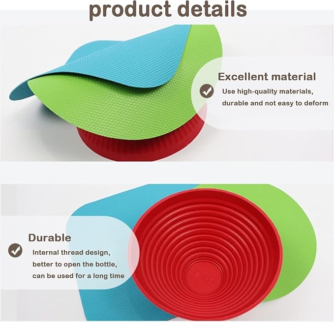 Jar Gripper Multi Purpose Reusable Rubber Gripper Jar Opener Gripper Rubber Jar Multi Purpose Bottle Lid Openers Fit for Most Bottles Set of 3