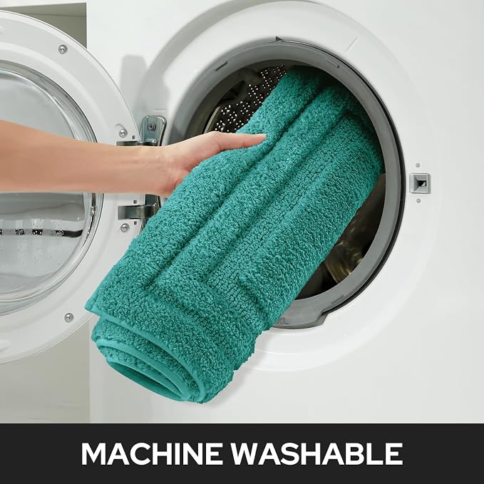HOMEIDEAS Bathroom Rugs Sets 2 Piece, Super Soft and Absorbent Non Slip Microfiber Machine Washable Bath Mat Set (20" x 32" + 16" x 24", Teal)