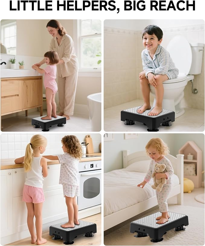 Adjustable Step Stool for Adults, Noctilucent Bed Step Stools, 600 LBS Capacity Safety Step Platform, Indoor and Outdoor Steps for Seniors, Non-Slip Stepping Stool Elderly Assistance at Night