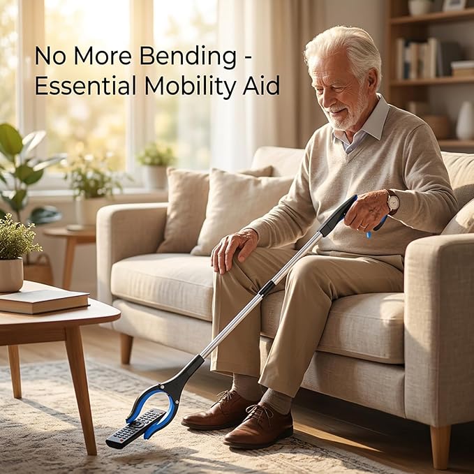 Grabber Reacher Tool - Foldable Gripper and Reaching Tool - Heavy Duty Pick Up Stick Grabbers for Seniors, Trash, Surgery Recovery Must Haves Gifts, 32” Picker Upper Grabber (Blue)