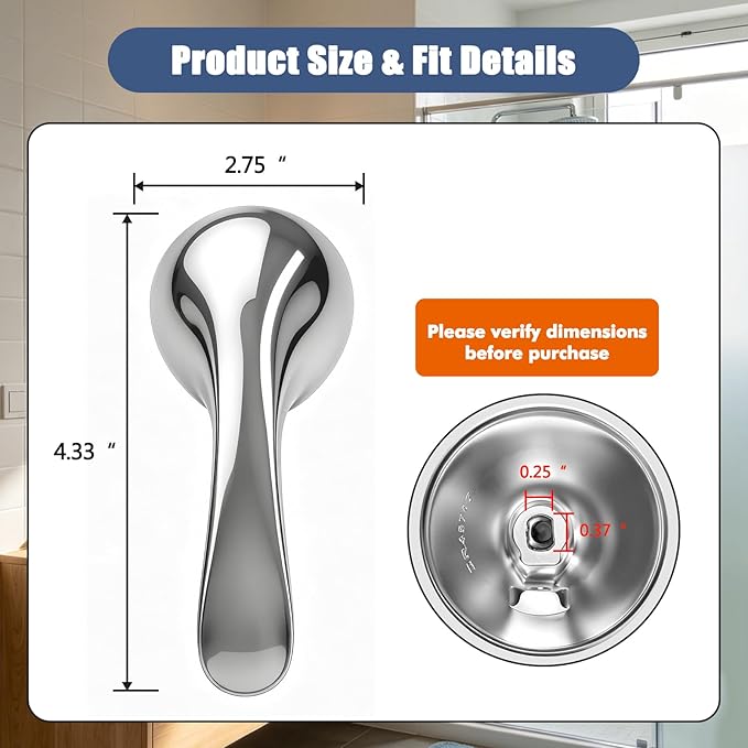 RP48717 Shower Handle Replacement, Compatible with Delta 13/14 Series Tub and Shower Faucet, Single Handle Tub Shower Faucet Handle, Chrome Plated Metal Handle