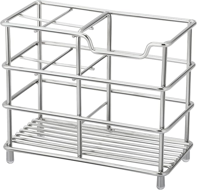 Urbanstrive 304 Stainless Steel Bathroom Toothbrush Holder Toothpaste Holder Stand Bathroom Accessories Organizer, Silver
