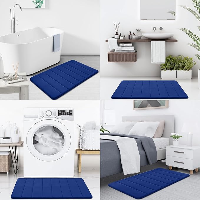 Buganda Memory Foam Bath Mat, 70" x 46", Ultra Soft and Non-Slip Bathroom Rugs, Water Absorbent and Machine Washable Bath Rug Runner for Bathroom, Shower, and Tub, Navy Blue