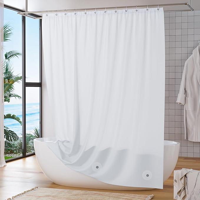 Titanker White Shower Curtain Liner 72 x 84 Extra Long Shower Liner Plastic Washable Shower Curtain Liner PEVA Shower Curtains for Bathroom with Magnets and Rustproof Metal Grommet Holes