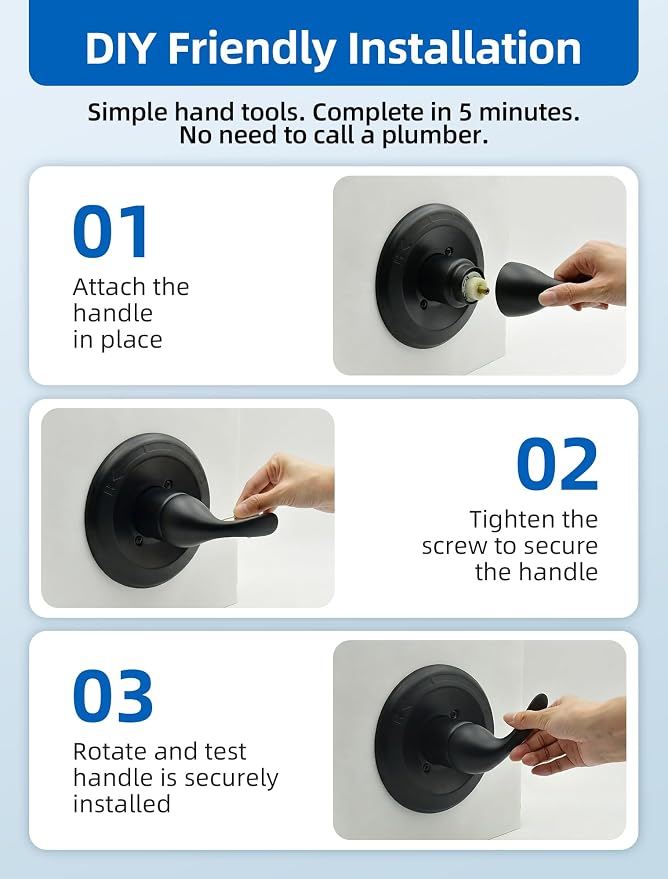 RP48717 Shower Handle Kit Replacement for Delta 13 14 1300 1400 Series, Shower Knob Replacement, Matte Black Lever