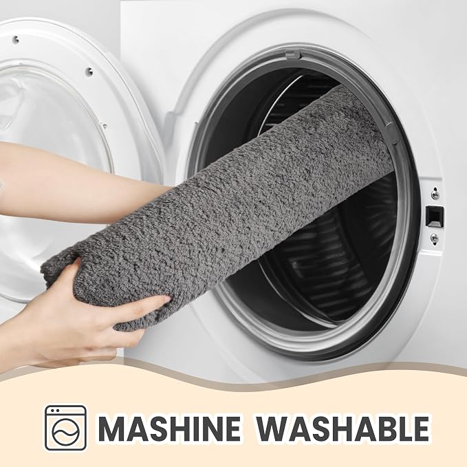 TECHMILLY Shaggy Bathroom Rug Mat 32x20, Absorbent Thick Non Slip Microfiber Mats, Quick Dry Machine Washable Bath Rug for Bathroom Floor, Bathtub and Shower, Gray