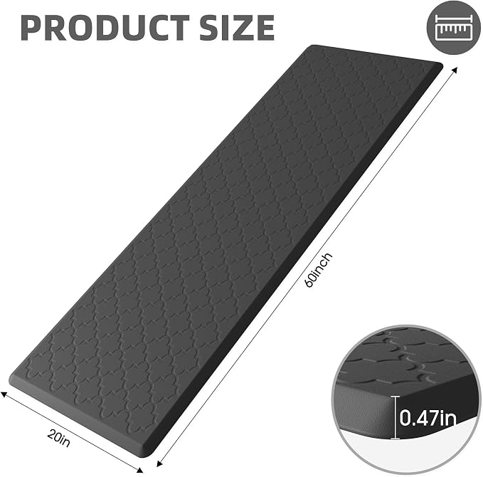 Kitchen Mats for Floor - Anti Fatigue Mats for Kitchen Floor - Non Slip Cushioned Rugs for Standing, Office, Sink, Laundry, Black