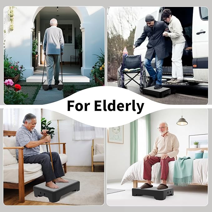 Adjustable Step Stool for Adults, Toddler Step Stools, 660 LBS Capacity Non-Slip Safety Step Platform for Elderly and Kids, Portable Stair Assist for Cars, Bedside, Kitchen, and Shower, Grey