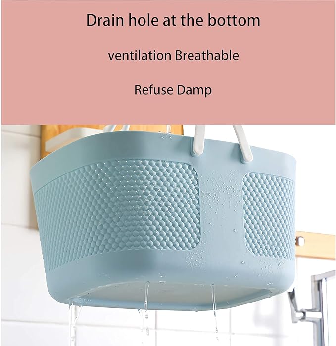 Shower Caddy Basket, Portable Large Capacity Thickened Plastic Organizer Storage Tote with Handles Drainage Toiletry Bag Bin for Bathroom, College Dorm Room Essentials, Kitchen, Camp, Gym, Khakis