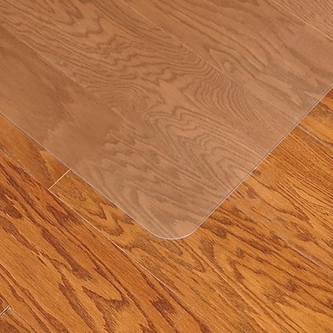 Staples Office Chair Mat, Clear Floor Mats with Lip, Hard Floors, Textured Underside, Extended Under-Desk Coverage, 48 x 36 Inch, Smooth Glide