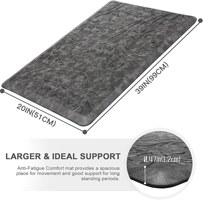 KMAT Kitchen Mat Cushioned Anti-Fatigue Floor Mat Waterproof Non-Slip Standing Mat Ergonomic Comfort Floor Mat Rug for Home,Office,Sink,Laundry,Desk 39"(L) x 20"(W),Grey