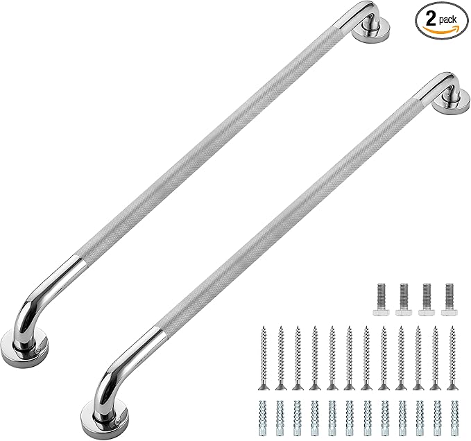 Grab Bars for Shower, 2 Pack 32-Inch Anti Slip Shower Handles for Elderly, Safety Shower Grab Bar, Stainless Steel Handicap Grab Bars for Bathroom (Polished Nickel 1" Diameter)