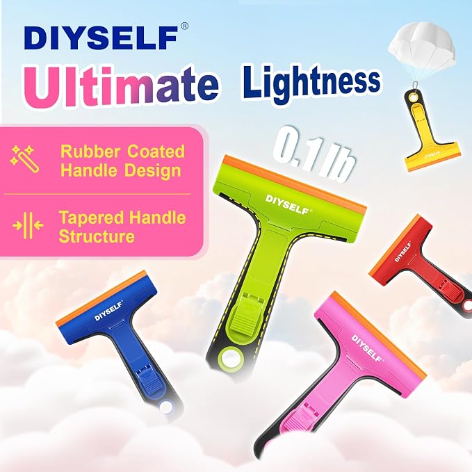 DIYSELF Plastic Razor Blade Scraper, 1 Pack Plastic Scraper Tool with 5 Pcs 4-Inch Plastic Razor Blades, Sticker Remover Tool and Decal Remover for Glass, Window, Labels, Adhesive, Cooktop, Tile