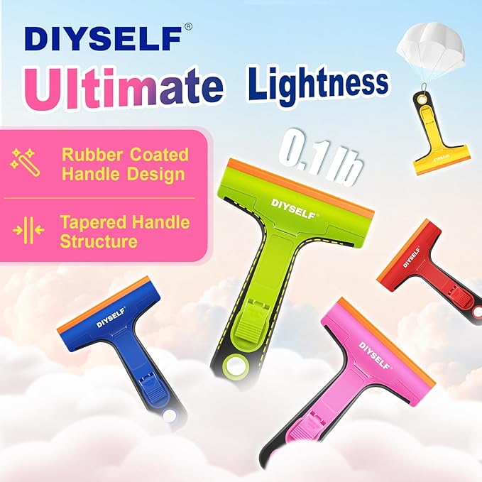 DIYSELF Plastic Razor Blade Scraper, 1 Pack Plastic Scraper Tool with 5 Pcs 4-Inch Plastic Razor Blades, Sticker Remover Tool and Decal Remover for Glass, Window, Labels, Adhesive, Cooktop, Tile