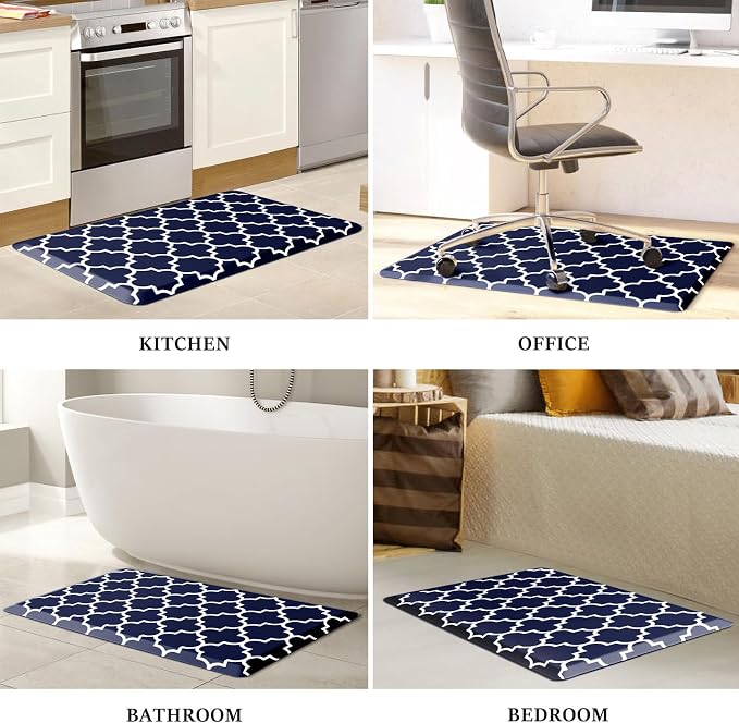 WISELIFE Anti Fatigue Floor Mat - 4/5 Inch Thick Kitchen Mat Non Slip Waterproof Heavy Duty Ergonomic Comfort Mat Durable for Home, Office, Sink, Laundry,(22" x 36", Blue)
