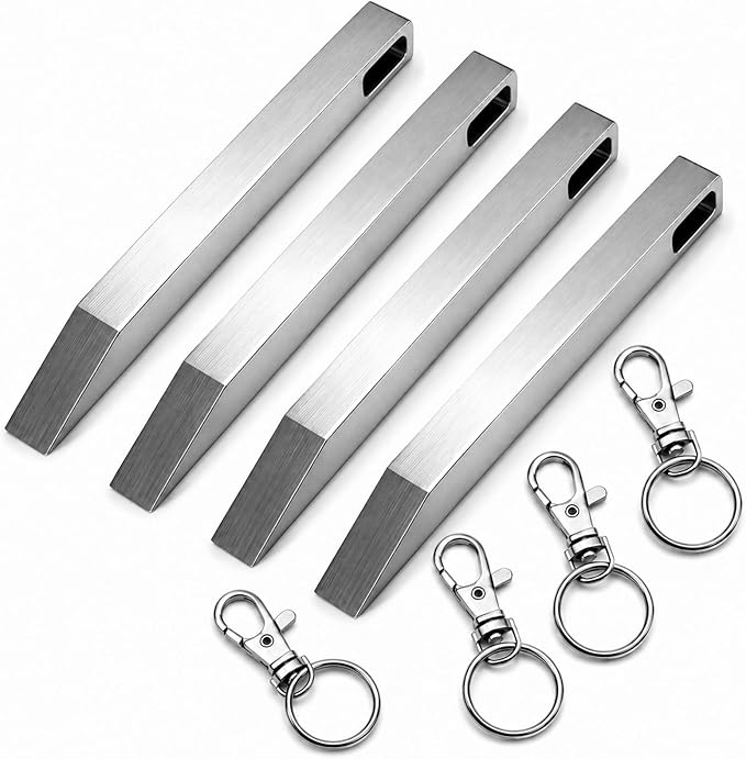 8PCS EDC Pry Bar Keychain Set, 4 Stainless Steel Mini Pry Bars with 4 Key Rings, Pocket Multitool with Screwdriver, Bottle Opener and Box Opener