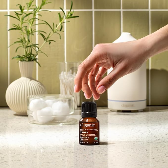 Cliganic Organic Patchouli Essential Oil - 100% Pure Natural for Aromatherapy Diffuser | Non-GMO Verified