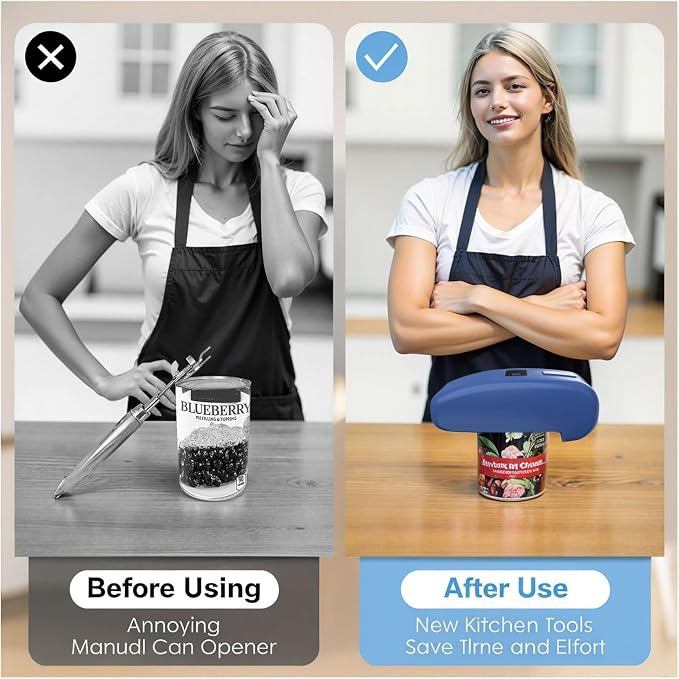 Electric Can Opener – USB Rechargeable with LED Display, Smooth Edge, One-Touch Hands-Free Automatic Can Opener for Seniors & Arthritis, Works on All Can Types, Food-Safe Kitchen Gadgets