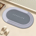 Rubber Bath mats Quick-Drying Non-Slip Bathroom mat Super Absorbent Bath mat Instant Dry Bath mat, Bathroom Rug in Front of The Kitchen Sink, Shower Room, Bathtub, Oval(Grey+16.9x26.7in)