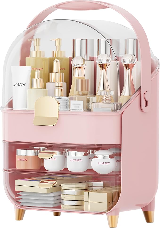 Anylady Makeup Organizer Countertop, Skincare Holder Bathroom Counter Organizer, Storage Box Cosmetic Display Cases, Teen Girl Gifts Make up Organizers for Vanity, Dresser