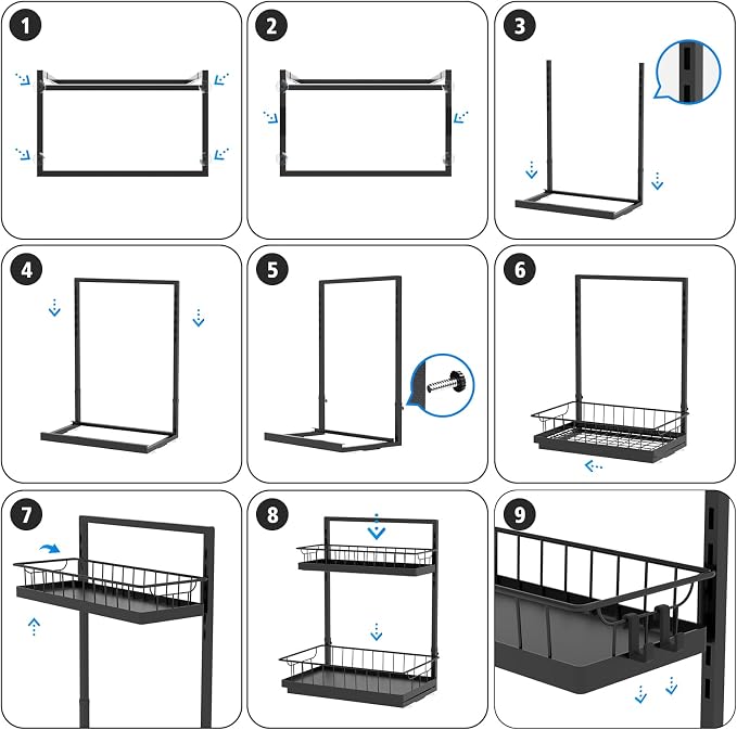 WOWBOX Under Sink Organizer 1 Pack, 2-Tier Cabinet Organizer for Kitchen, Bathroom, Slide Out Drawer Under Sink Organizers and Storage, Metal Organizing Rack for Pantry, Cabinet, Closet