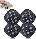 Hair Drain Catcher,Square Drain Cover for Shower Silicone Hair Stopper with Suction Cup,Easy to Install Suit for Bathroom,Bathtub,Kitchen 4 Pack (Jet Black)