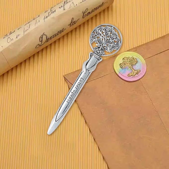 Honbay 2PCS Antique Letter Opener Knife Letter Opening Tool Zinc Alloy Envelope Slitter Metal Envelope Opener Sword Envelope Open Tool Mail Opener for School Home Office Mail Supplies (Silver)