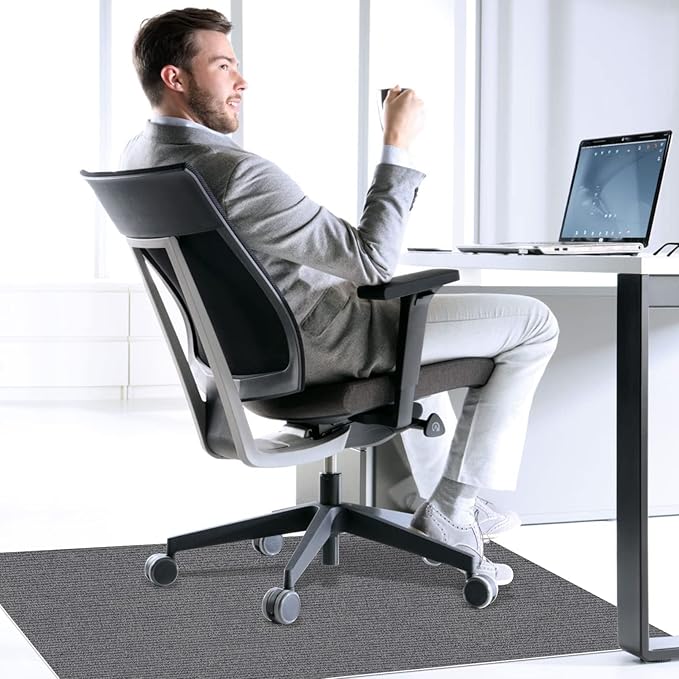 Sycoodeal Office Chair Mat for Hardwood Floor,Office Computer Gaming Chair Mat for Tile Floor,Large Floor Protector Rug,Anti-Slip,Easy to Clean,Grey(55"x36")
