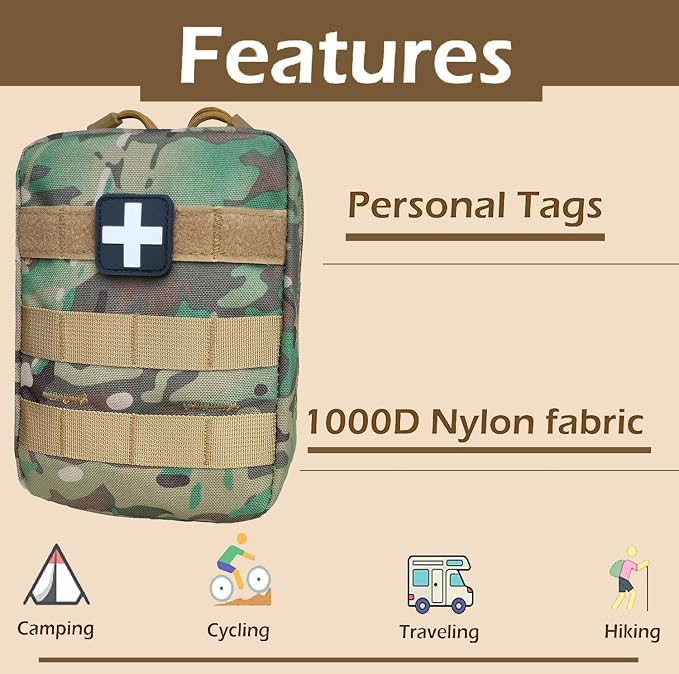 GHFY First Aid Pouch EMT IFAK Medical Pouchs, Tactical MOLLE Utility Empty Pouch (PcCo)