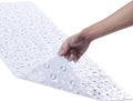Webos Bath Shower Mat Non Slip: Extra Large Pebble Bathtub mat for Kids, Elderly, Anti Slip Shower Matt with Drain Holes Suction Cups Tub Mat - 16 X 40 Inch White