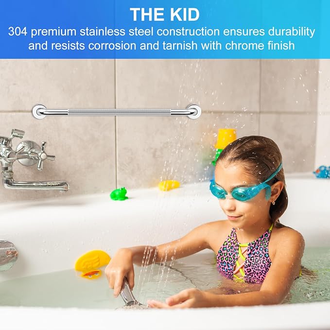 supregear Grab Bars for Bathtubs and Showers (2-Pack), Anti-Slip Stainless Steel Bathroom Safety Handle, Heavy Duty Grip Bars for Handicap Elderly Senior, 24 in