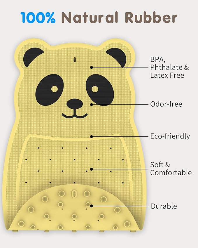 Safe Bath Solution, Bathtub Mat Non Slip for Babies, Toddlers, Kids & Pets, Natural Rubber BPA-Free Low Odor Safer Than PVC, Machine Washable, Suitable for Bathroom, Garden, and Hotel Tubs, Yellow