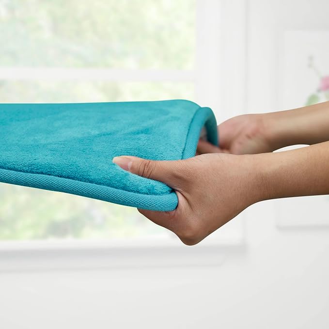 Memory Foam Bath Mat Non Slip Absorbent Super Cozy Velvet Bathroom Rug Carpet (72 inches X 24 inches, Teal)