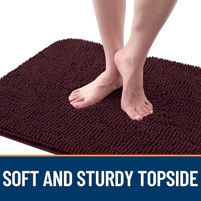 OLANLY Dog Door Mat for Muddy Paws 40x32, Absorbs Moisture and Dirt, Absorbent Non-Slip Washable Doormat, Quick Dry Chenille Mud Mat for Dogs, Entry Indoor Entryway Carpet for Inside Floor, Russet