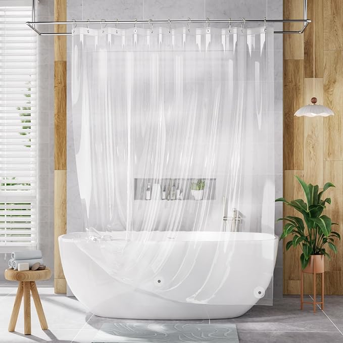 AmazerBath Extra Long Shower Curtain Liner, Clear Shower Curtain Liners 96 Length, 72x96 Inches Plastic Shower Curtain Liner, Cute PEVA Tall Shower Liner, Bathroom Shower Curtain Liners with 3 Magnets