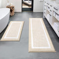 Pauwer Bathroom Rugs Sets 2 Piece, Non Slip Bath Mats for Bathroom, Absorbent Bath Rugs Floor Mat, Machine Washable Shower Rugs for Bath Floor, Tub and Shower, Light Beige