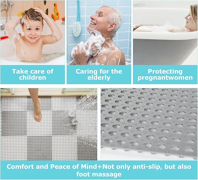 12 Pack 11.8" x 11.8" Interlocking Rubber Floor Tiles Soft PVC Non Slip Splicing Shower Floor Mat Pool Bathtub Drain Tiles for Flooring, Drainage Mats for Pool, Deck, Patio, Basement, Kennel, Poultry