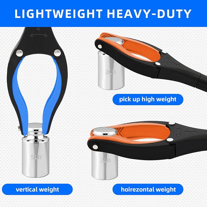 2-Pack 32"Grabber Reacher Tool,Foldable Reacher Grabber Pickup Tool with 360°Rotating Jaw & Magnetic Tip,GarbageTrash Picker Upper Grabber,Lightweight Grabbers for Seniors/Elderly(Orange/blue)