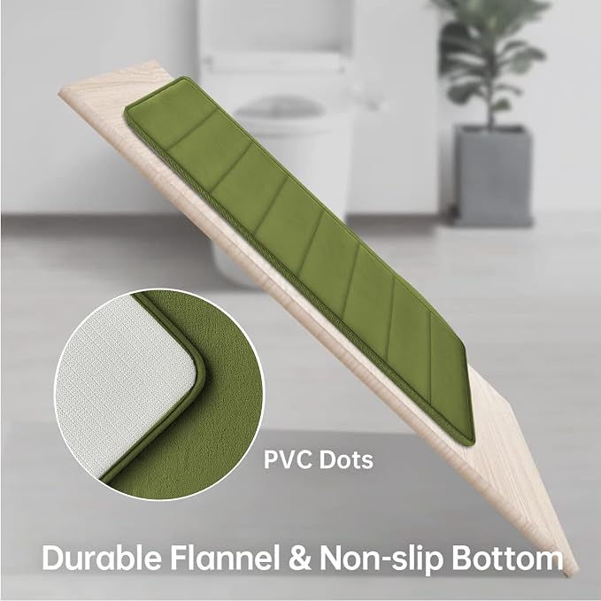 Sage Green Bathroom Rugs Sets 3 Piece Memory Foam Non Slip Bath Mats for Bathroom Floor and U-Shaped Contour Toilet Rug, Soft Washable Bathrom Sets Mats and Rugs Sets for Toilet Shower Sink