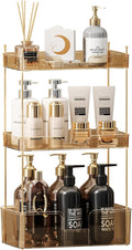 Akinbas 3 Tier Bathroom Organizer Countertop Makeup Perfume Tray Skincare Organizer for Bathroom Dresser Vanity (Gold)