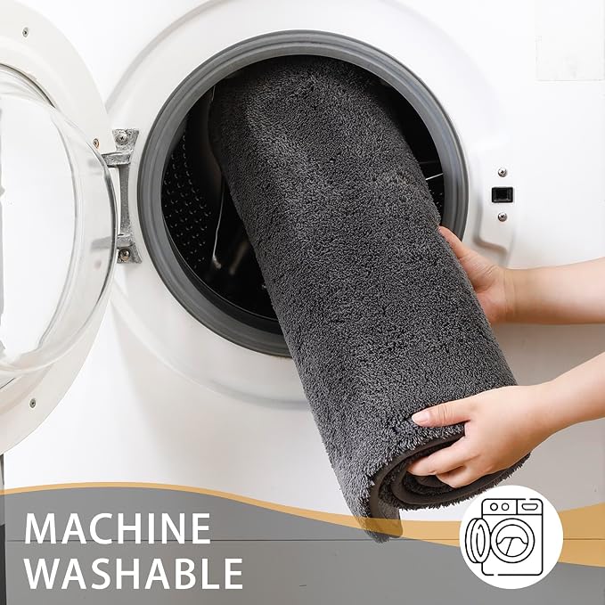 MINIDEAR Bathroom Rugs 47x17 Volcanic Gray - Thick Memory Foam Bath Mat, Ultra Soft & Plush Fluffy, Non-Slip, Quick Dry, Absorbent Washable Floor Microfiber Mat for Tub, Home Decor Accessories