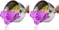 Kitchen Gizmo Snap N Strain Pot and Pasta Strainer - Strainers and Colanders - Adjustable Silicone Clip On Strainer for Pots, Pans, and Bowls - Kitchen Colander - Purple (Pack of 2)