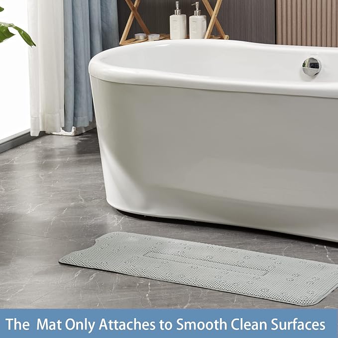 Webos Soft Bathtub Mat Non Slip: Memory Foam Shower Mat with Suction Cups for Bathroom Inside Tub 40X16Inch (Light Grey)