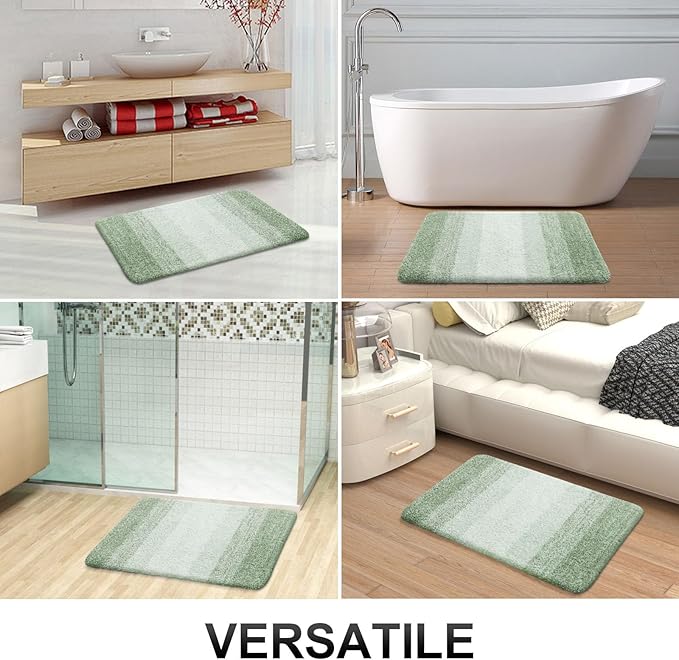 OLANLY Bathroom Runner Rugs Mat 47x24, Extra Soft Absorbent Microfiber Bath Rugs, Rubber Backing, Quick Dry, Washable Long Bath Mats for Bathroom, Tub and Shower, Home Decor Accessories, Sage Green