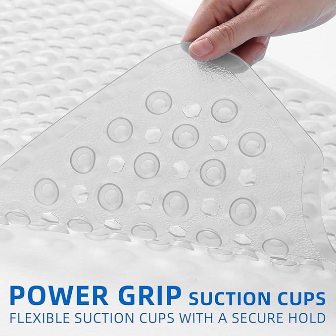 ZHICHENG Bath Tub and Shower Mats, Non-Slip 39 x 16 Inch Extra Long Bath Mat, Machine Washable Bathtub Mat with Drain Holes, Suction Cups for Bathroom (Colour)
