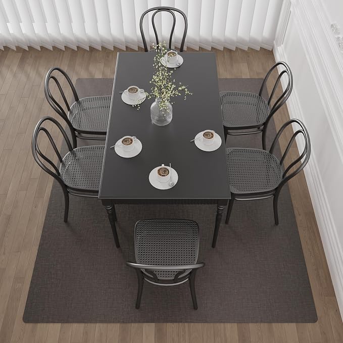 SALLOUS 5’x6’ Plastic Floor Mat for Home, Waterproof & Non Slip Area Rug for Living Room Kitchen, Heavy Duty Vinyl Floor Protector Mat for Dining Table, Odor Resistant Indoor Outdoor Mat, Dark Gray