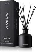 Apotheke Luxury Scented Reed Diffuser for Home, Charcoal - 6.7 Fl Oz Essential Oil Aromatherapy - 10 Rattan Scent Sticks Room Diffuser - Long-Lasting Fragrance for Bedroom, Home, Bathroom