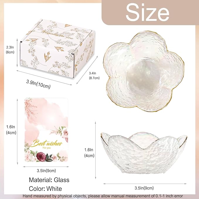 White Flower Jewelry Dish Glass Ring Dish Jewelry Tray Cute Vanity Organizer Room Decor Aesthetic Nightstand Bathroom Decor Trinket Dish Ring Holder Jewellery Tray Valentine's Birthday Gifts for Women