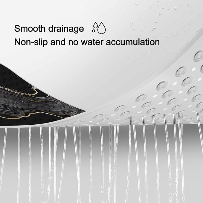 LNOND Marble Bath Tub Mat Non Slip, Extra Long 40 X 16 Inch Anti Slip Mat for Bathtub, Black Gold Marble Shower Mat with Drain Holes and Suction Cups, Machine Washable